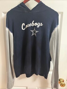 NFL Cowboys Navy and Gray Long Sleeve Hoodie Tee